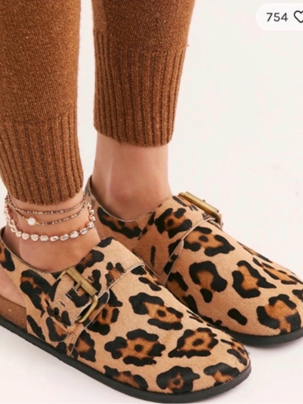 Free People Seattle Sling Back Leopard Clog (pre-owned) Size 9